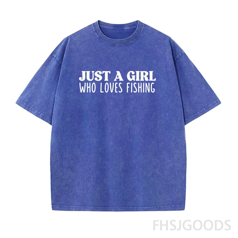 Just A Girl Who Loves Fishing Unisex Distressed T-Shirt