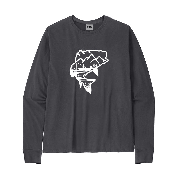 BASS FISHING LANDSCAPE Long Sleeve T-Shirt