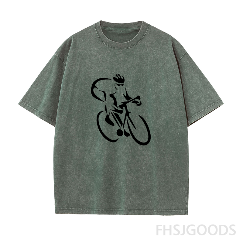 Cycling Silhouette Unisex Distressed T-Shirt