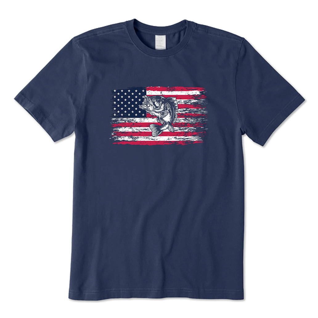 Bass Fishing American Flag T-Shirt