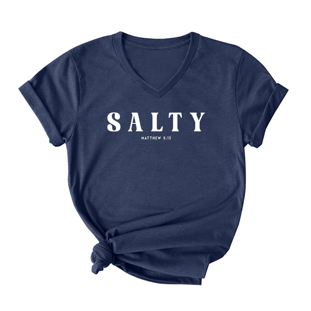 Salty V Neck T-Shirt for Women
