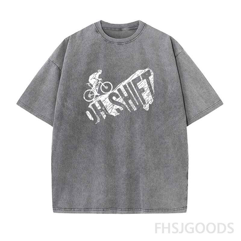 Oh Shift Mountain Biking Unisex Distressed T-Shirt