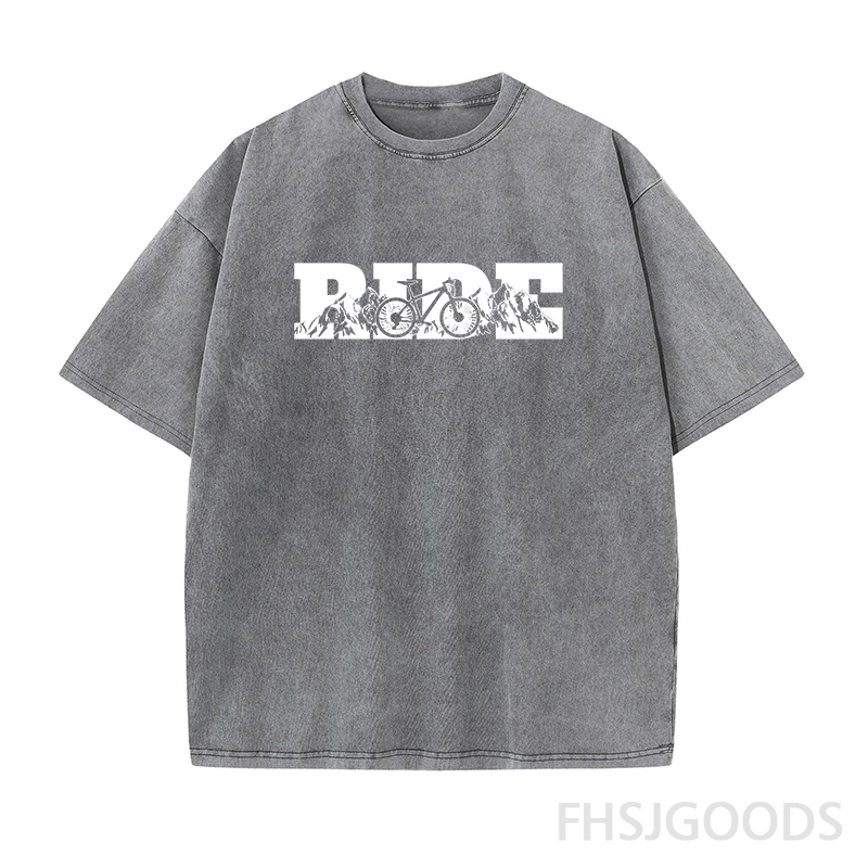 Ride Mountain Bike Unisex Distressed T-Shirt
