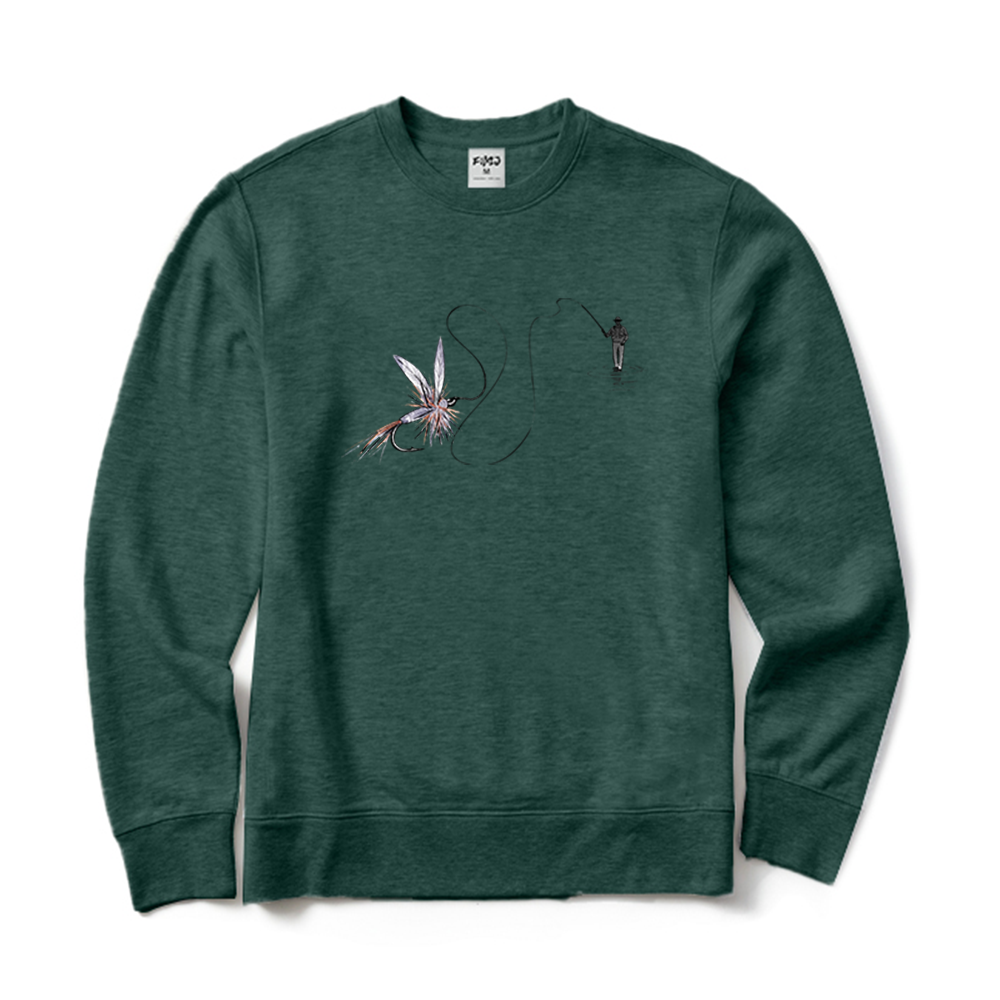 Vintage Fly Fisherman And Fly Pattern Crewneck Sweatshirt