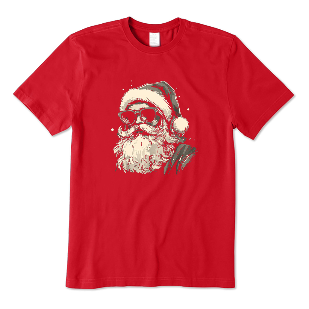 Santa Face Sunglasses Christmas T-Shirt