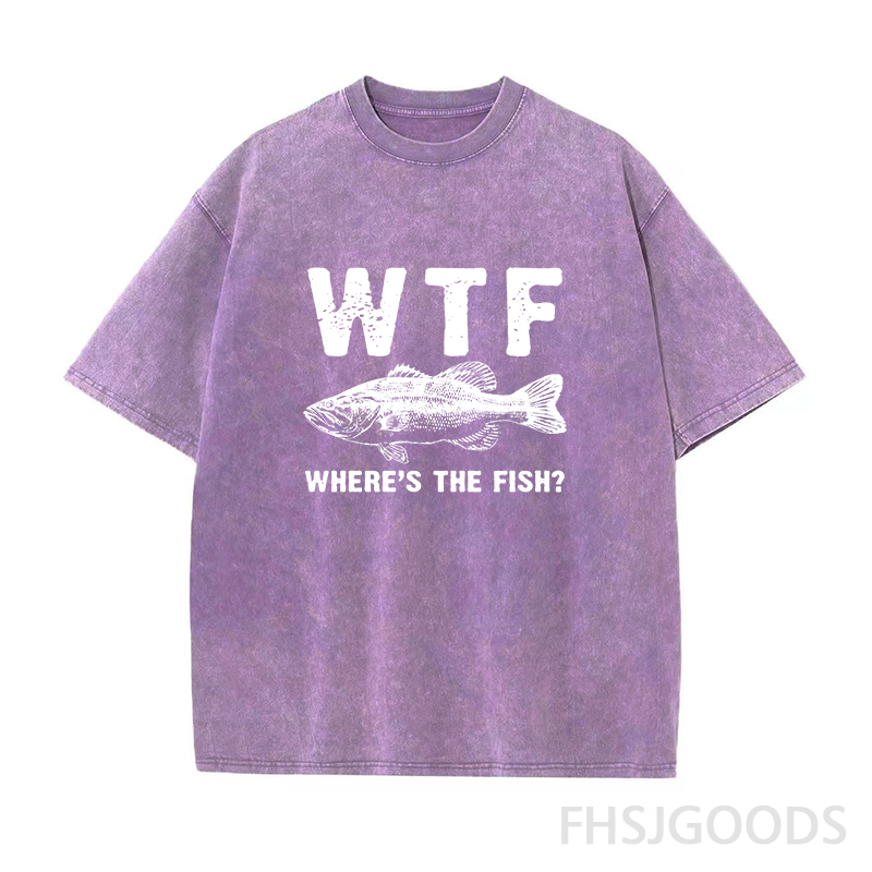 WTF Where's The Fish Bass Unisex Distressed T-Shirt