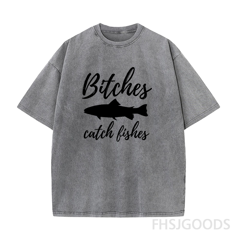 Bitches Catch Fishes Unisex Distressed T-Shirt
