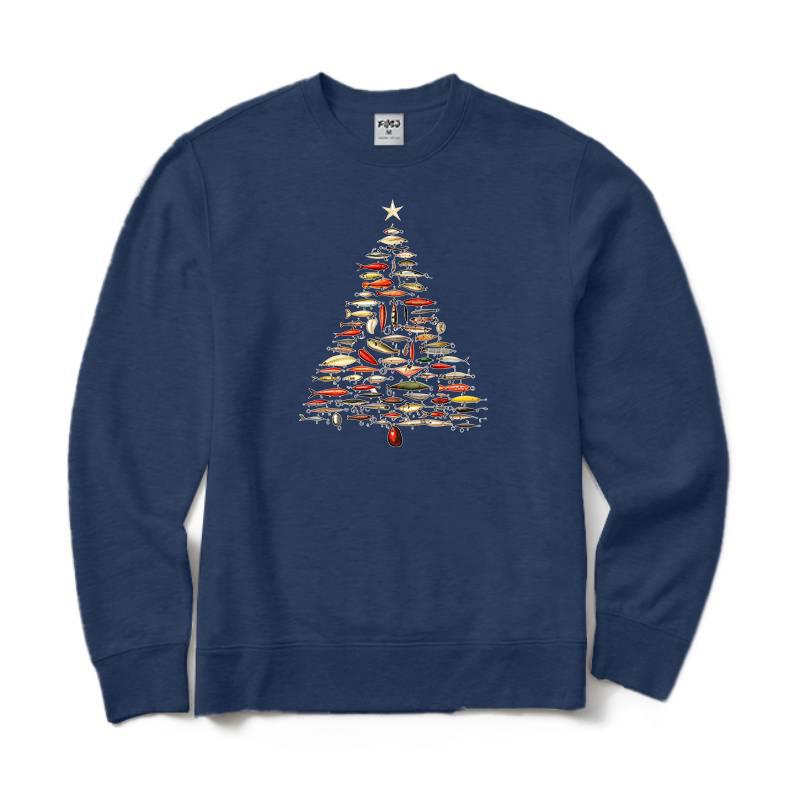 Fishing Lure Christmas Tree Crewneck Sweatshirt