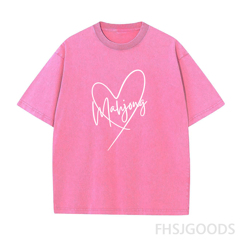 Mahjong Heart Unisex Distressed T-Shirt