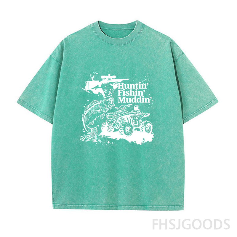 Huntin Fishin Muddin Unisex Distressed T-Shirt
