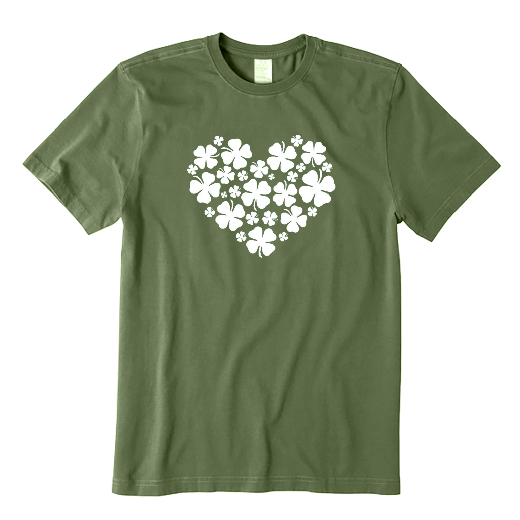 St Patrick's Day Four Leaf Clover Heart T-shirt