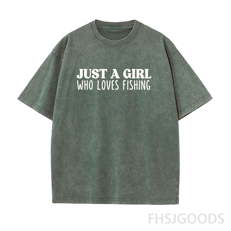 Just A Girl Who Loves Fishing Unisex Distressed T-Shirt