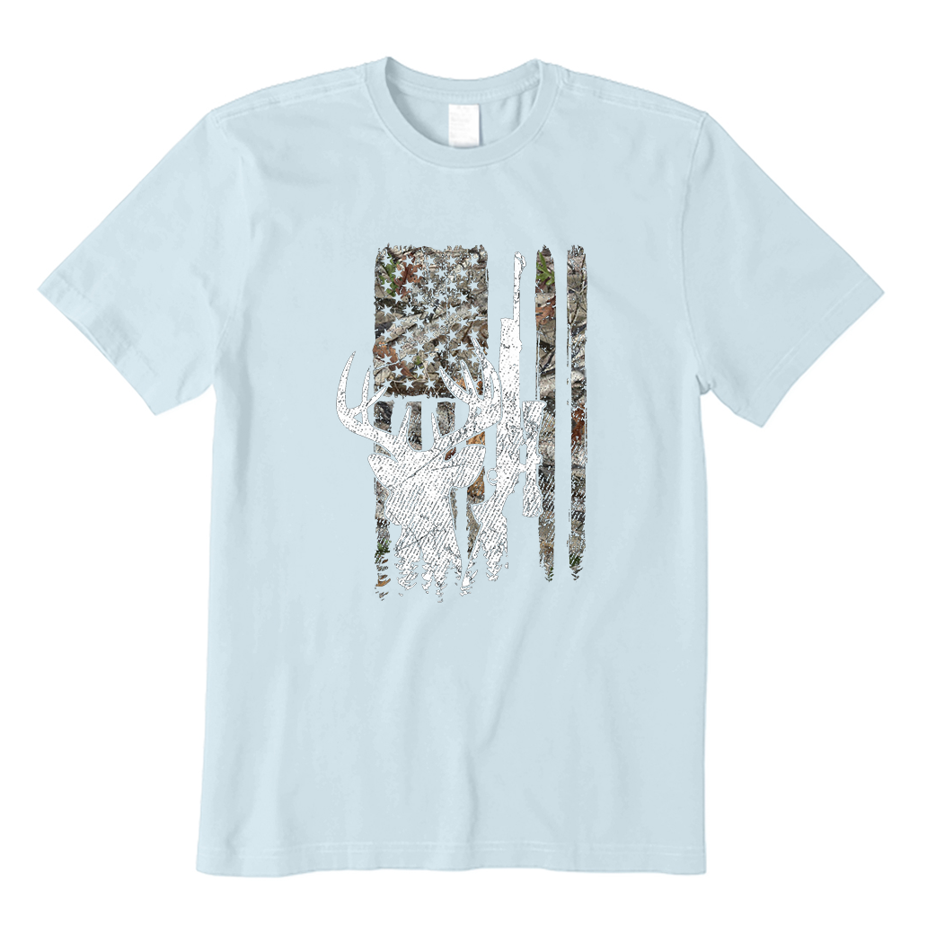 Deer Hunting Camouflage American Flag T-Shirt