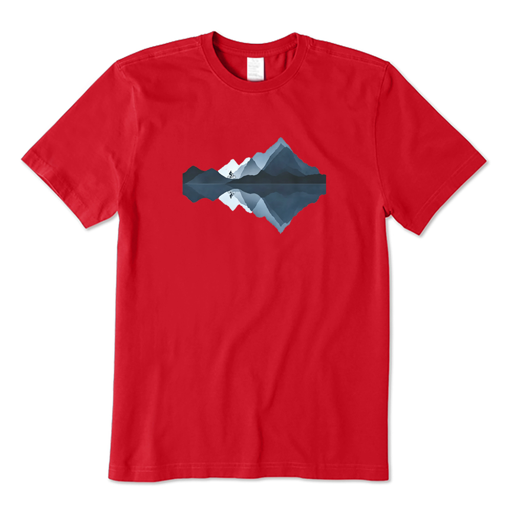 Minimal Mountain Bike Rider Lake Reflection T-shirt
