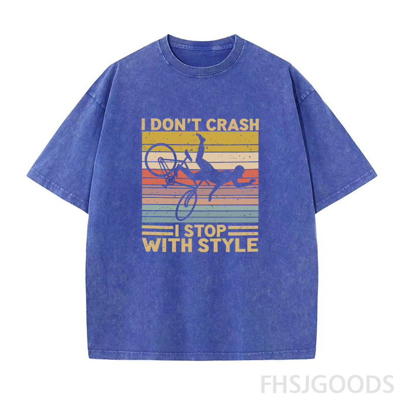 I Don't Crash I Stop with Style Cycling Unisex Distressed T-Shirt
