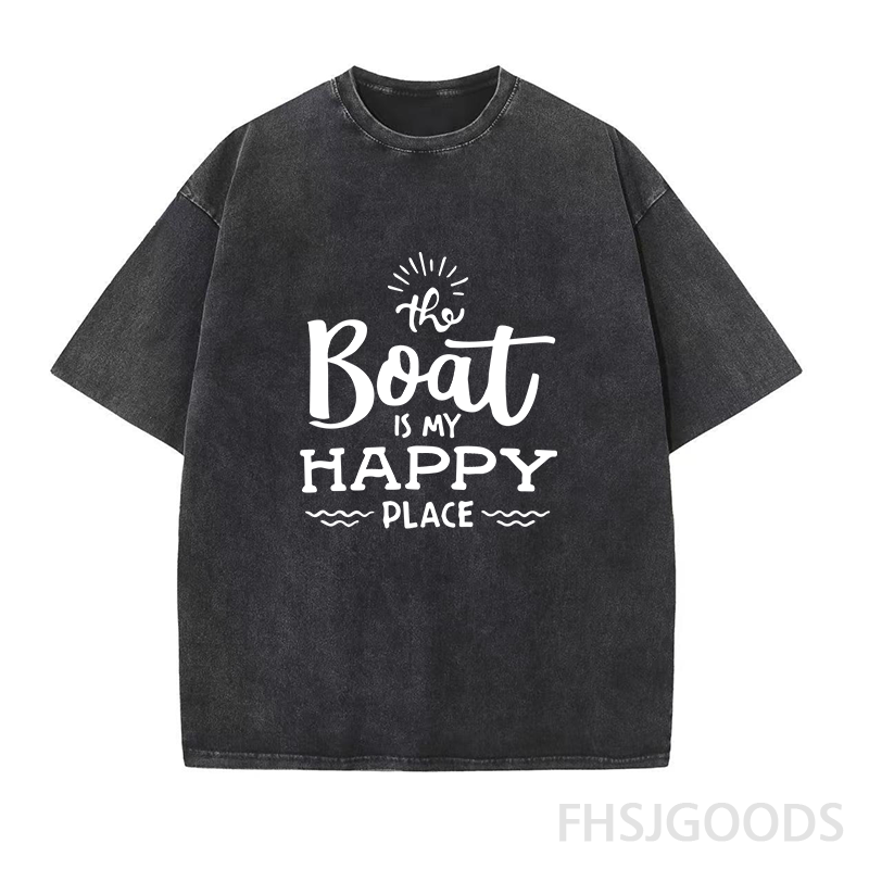 The Boat Is My Happy Place Unisex Distressed T-Shirt