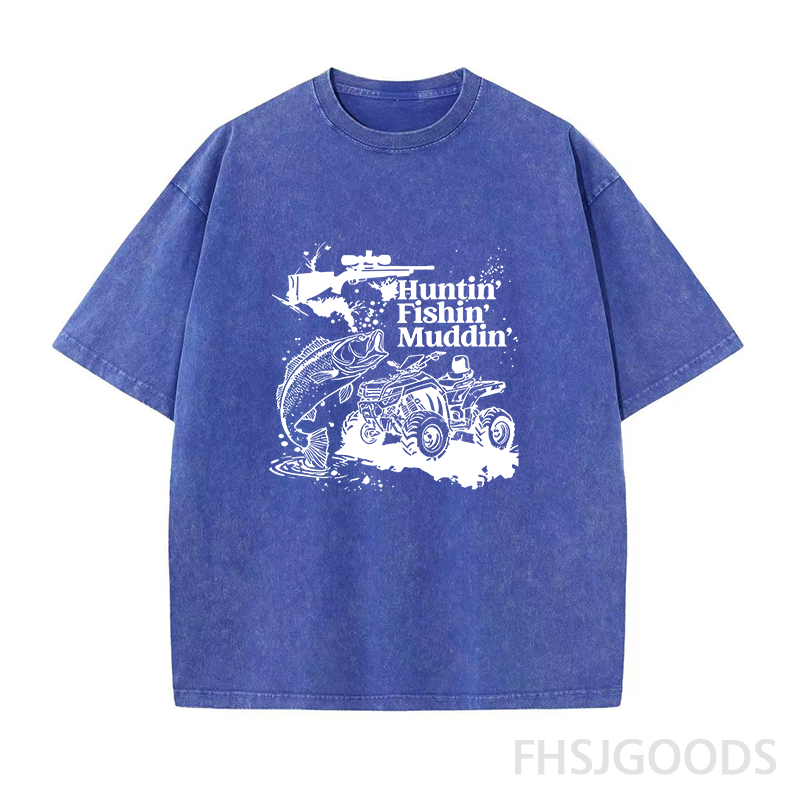 Huntin Fishin Muddin Unisex Distressed T-Shirt