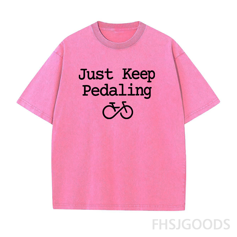 Just Keep Pedaling Cycling Unisex Distressed T-Shirt