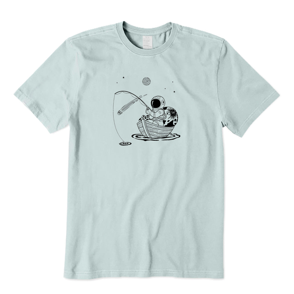 Astronaut Fishing on Boat T-Shirt
