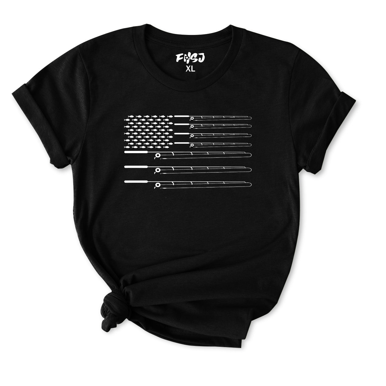 Fly Fishing Rod American Flag T-Shirt for Women
