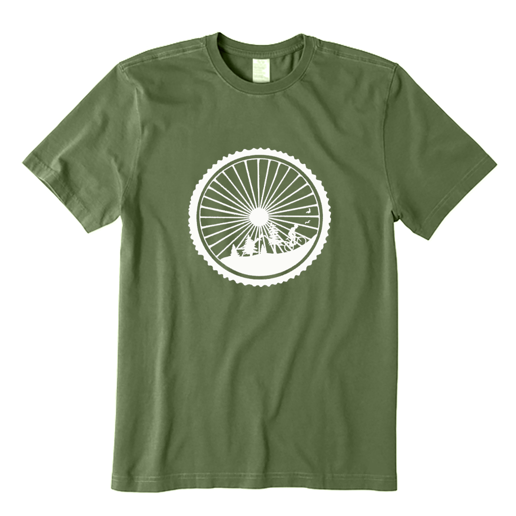 Mountain Bike Wheel Nature Scene T-shirt