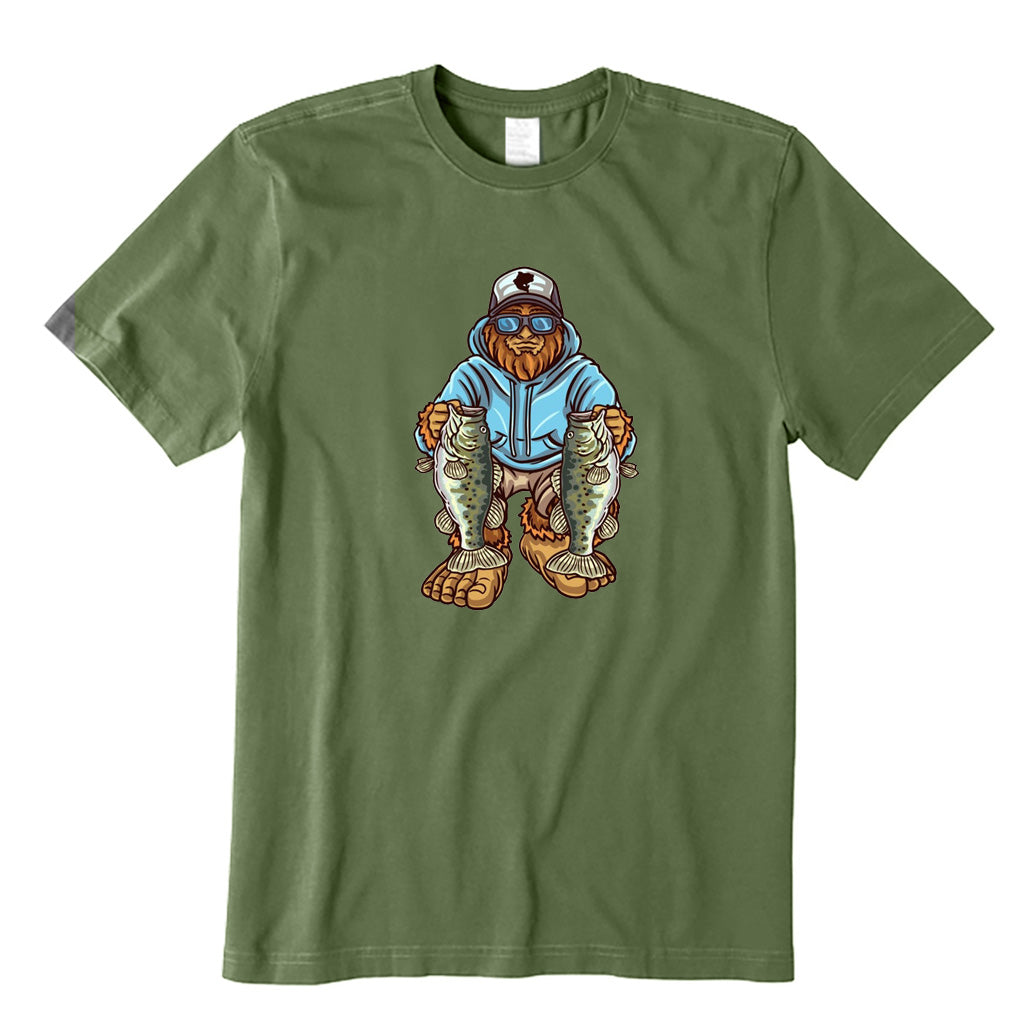 Bigfoot Catches Two Fish T-Shirt