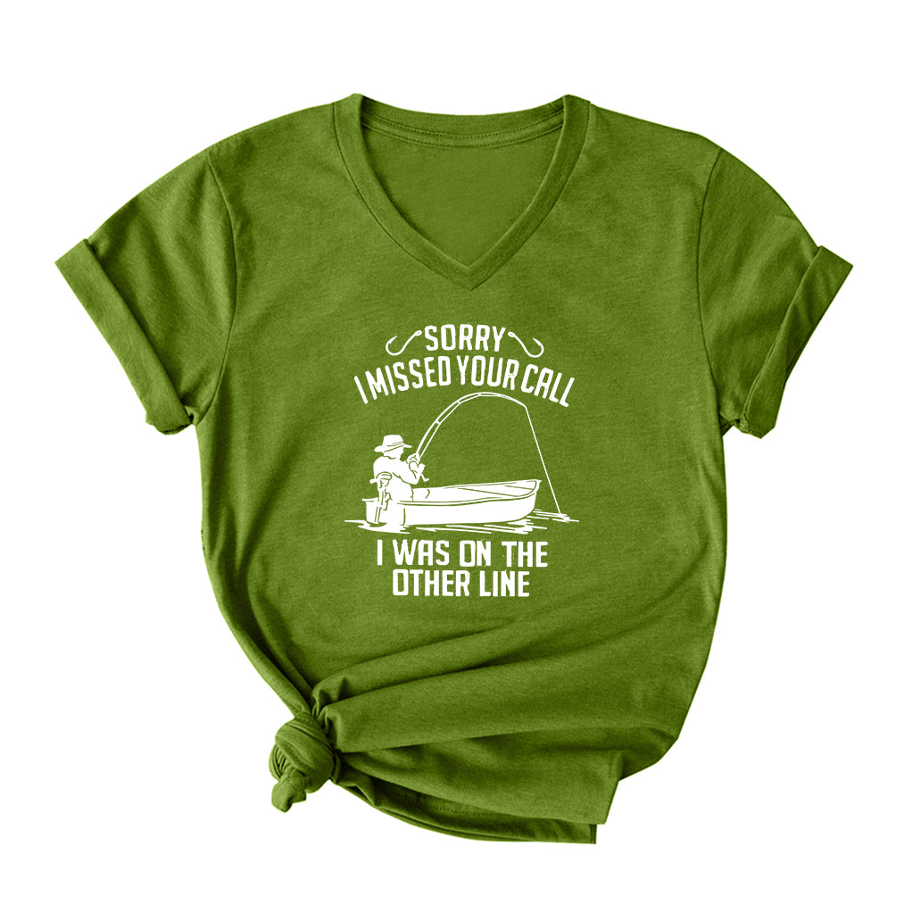 I Was On The Other Line V Neck T-Shirt for Women