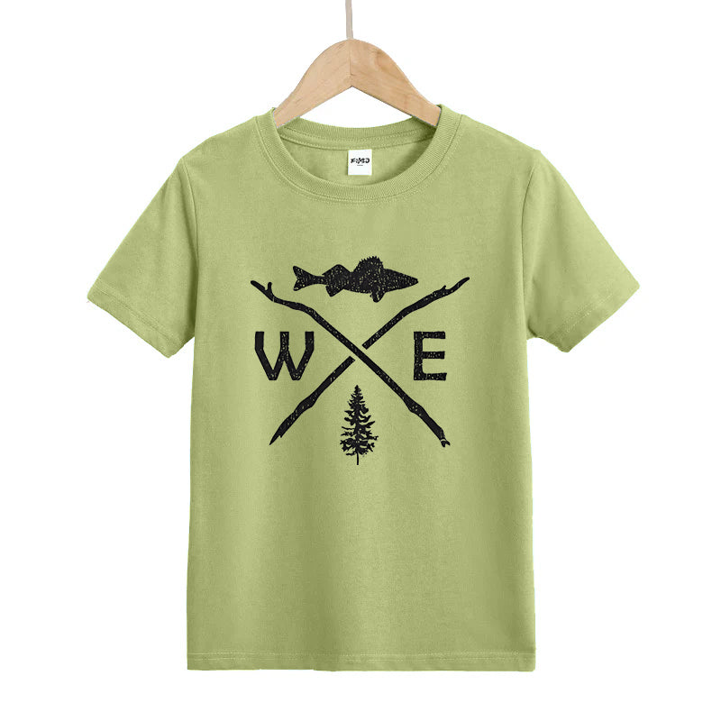 Walleye and Tree Fishing Compass Kids T-Shirt