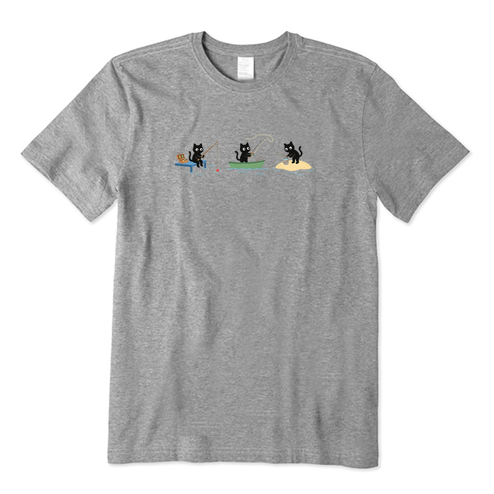 Cute Black Cats Fishing T-shirt