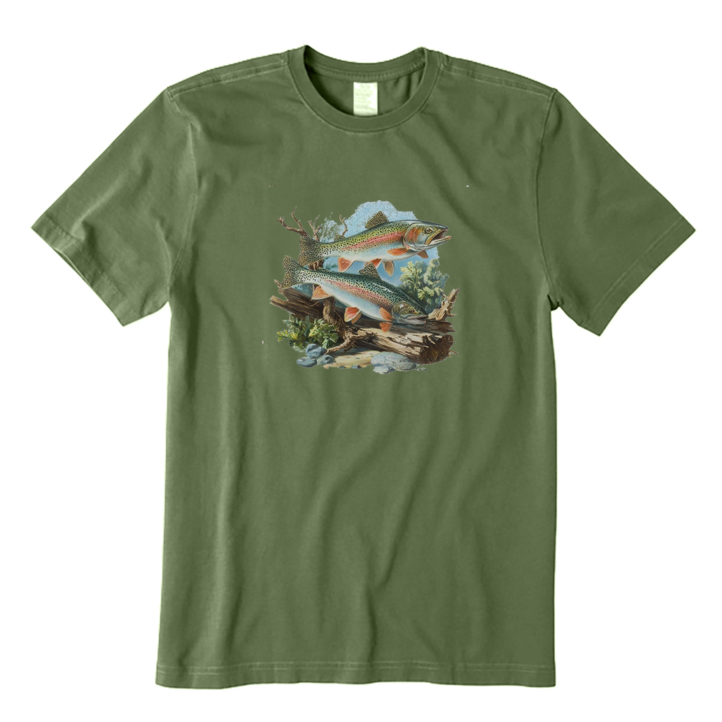 Retro Rainbow Trout Underwater Scene T-Shirt