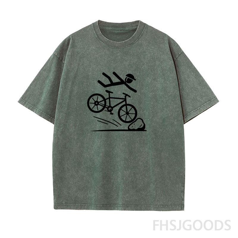 Mountain Bike Crash Cycling Unisex Distressed T-Shirt