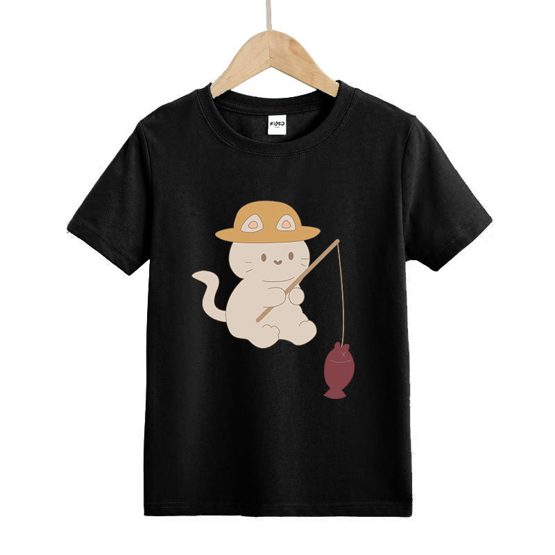 Cat Fishing Kid's T-Shirts