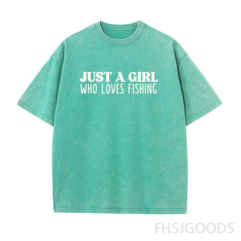 Just A Girl Who Loves Fishing Unisex Distressed T-Shirt