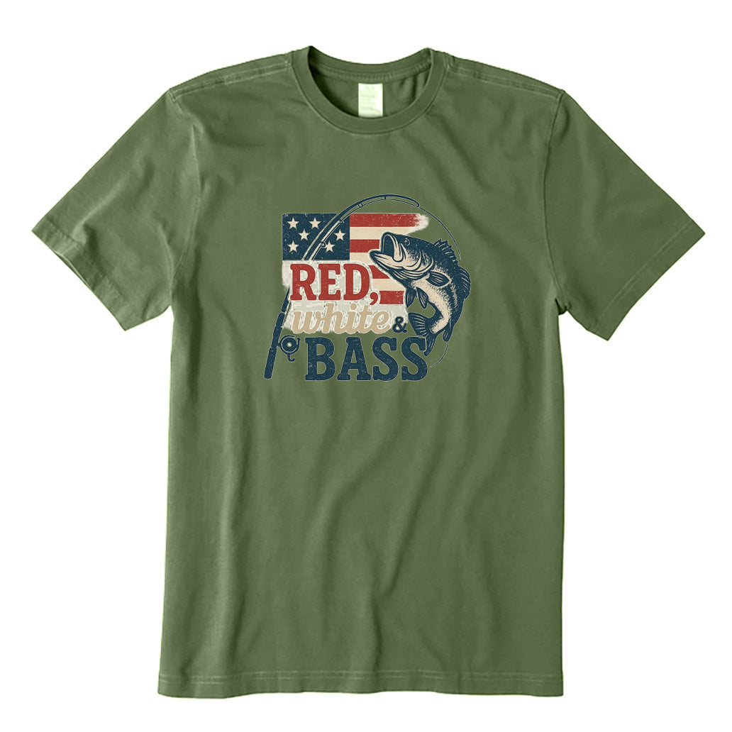 Red White and Bass Fishing T-Shirt