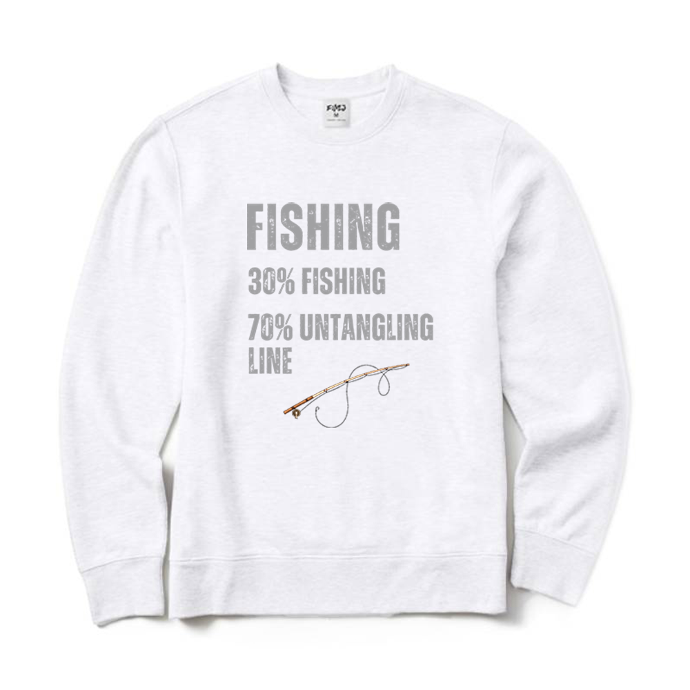 Fishing 30% Fishing 70% Untangling Line Funny Graphic Crewneck Sweatshirt