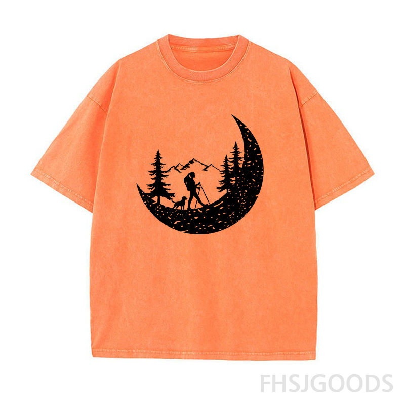 Hiker And Dog In The Mountains Unisex Distressed T-Shirt
