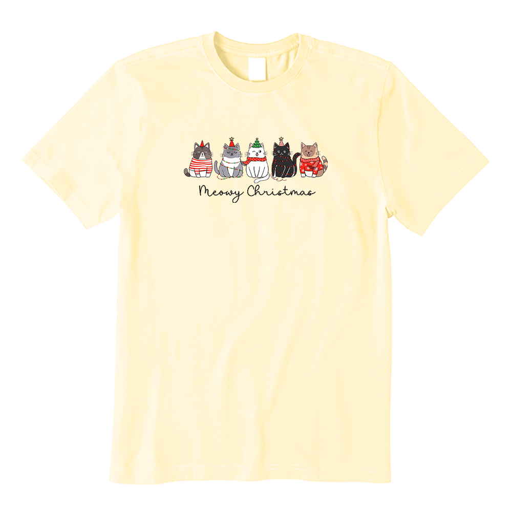 Meowy Christmas Cute Cats Graphic T-Shirt