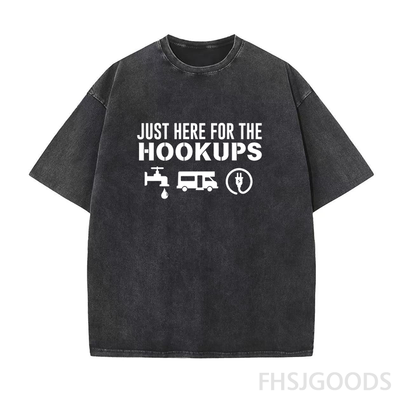 Just Here For The Hookups Unisex Distressed T-Shirt