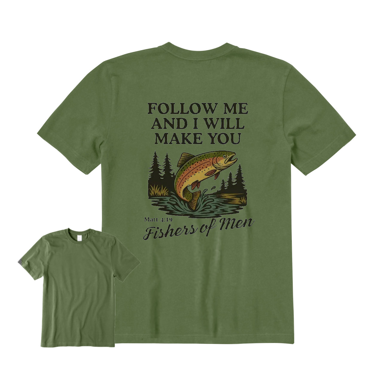 Fishers of Men Fishing Back Graphic T-Shirt