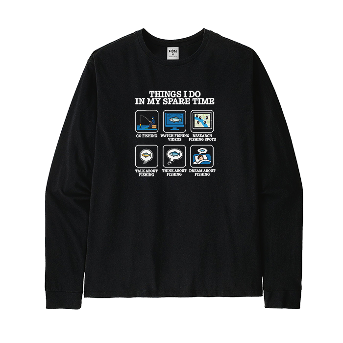 Things I Do in My Spare Time Funny Fishing Lover Long Sleeve T-Shirt