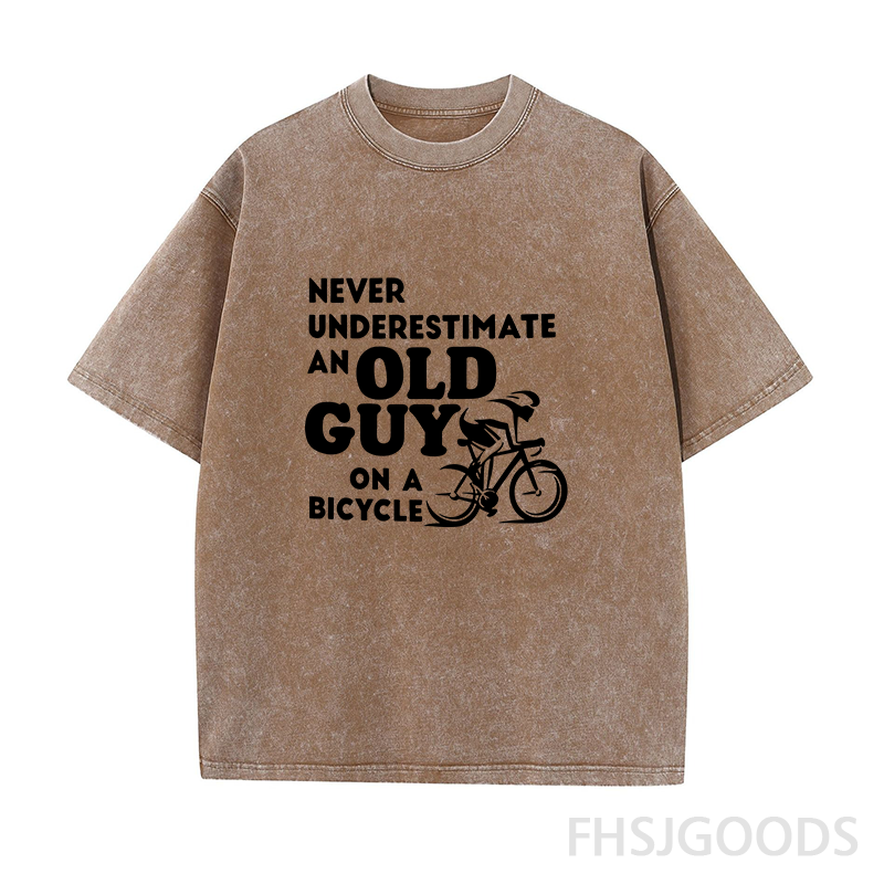 Never Underestimate An Old Guy on A Bicycle Unisex Distressed T-Shirt