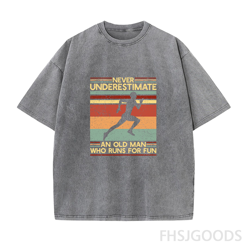 Never Underestimate An Old Man Who Runs for Fun Unisex Distressed T-Shirt