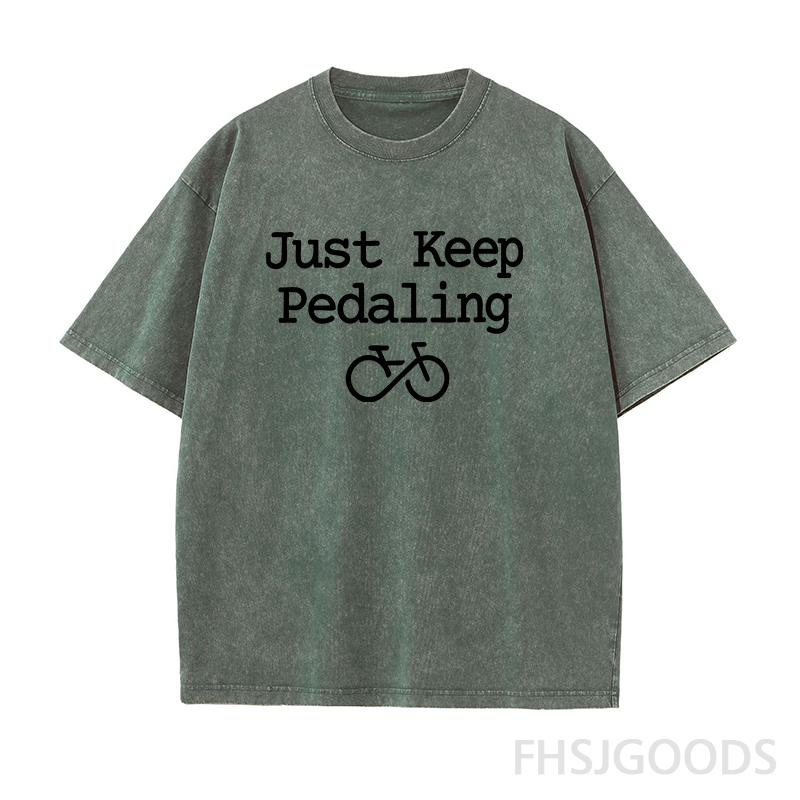 Just Keep Pedaling Cycling Unisex Distressed T-Shirt