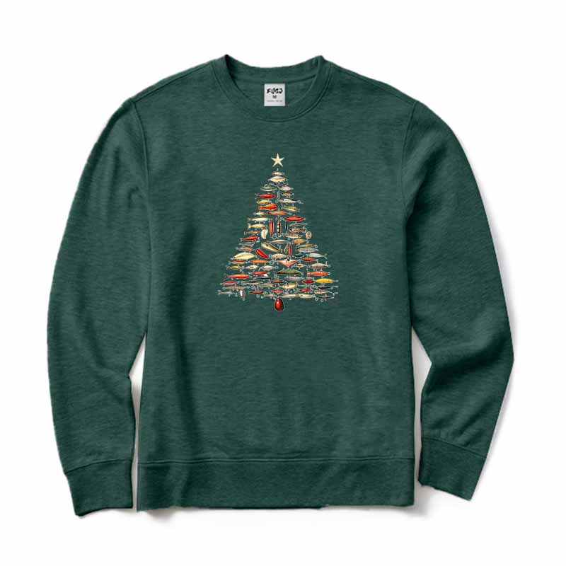 Fishing Lure Christmas Tree Crewneck Sweatshirt