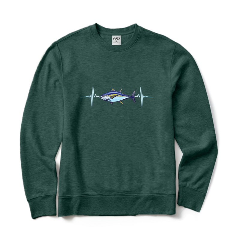 Tuna Fishing Heart Pulse Cool Crewneck Sweatshirt