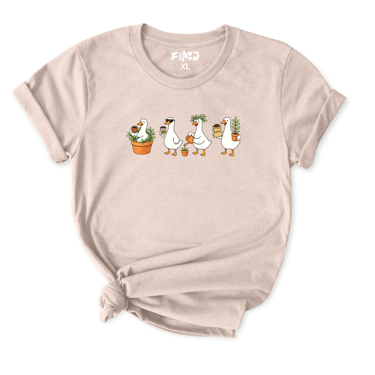 Coffee and Plant Lover Goose T-Shirt for Women