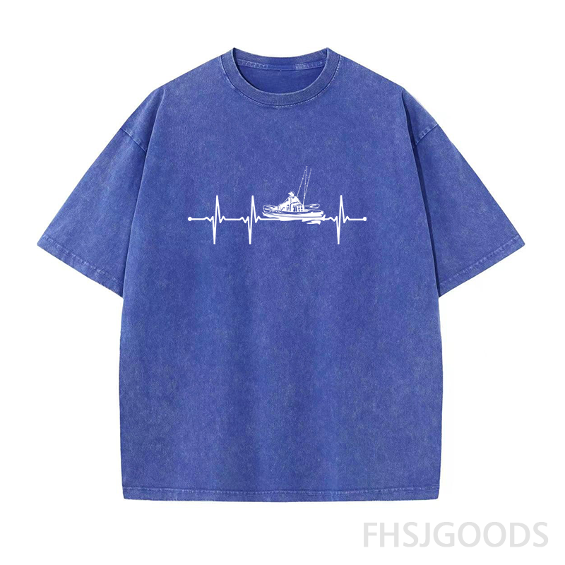 Kayak Fishing Heartbeat Unisex Distressed T-Shirt