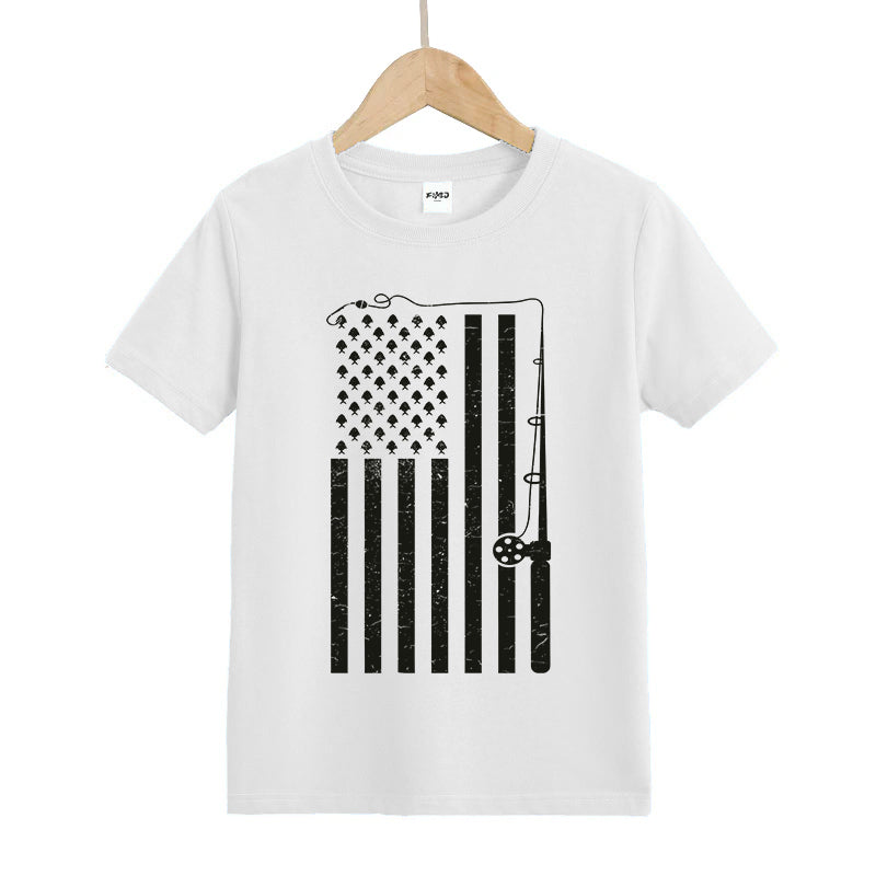 Fishing American Flag Kid's T-Shirt