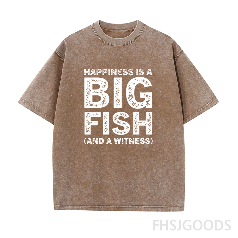 Happiness Is A Big Fish Unisex Distressed T-Shirt