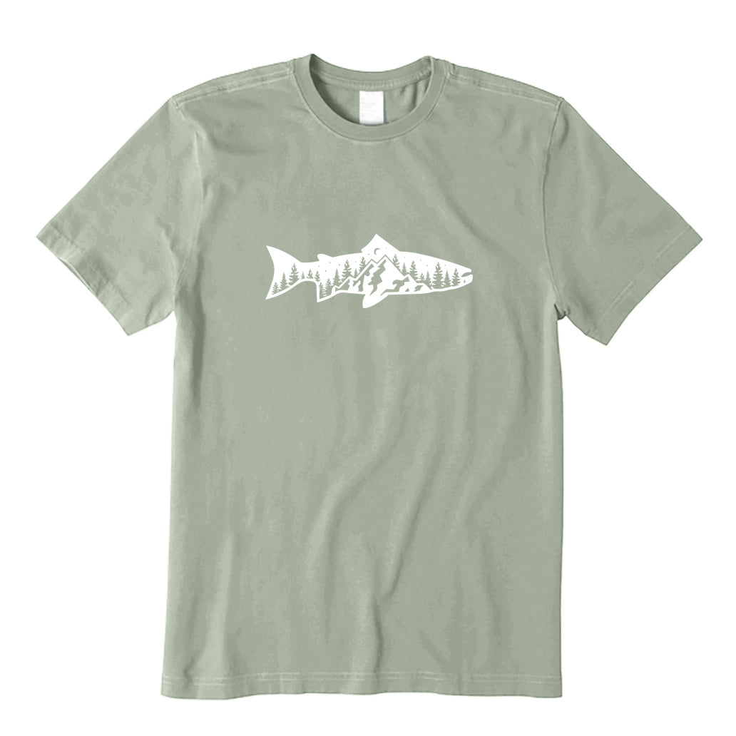 Fish and Mountain Moon Tree T-Shirt